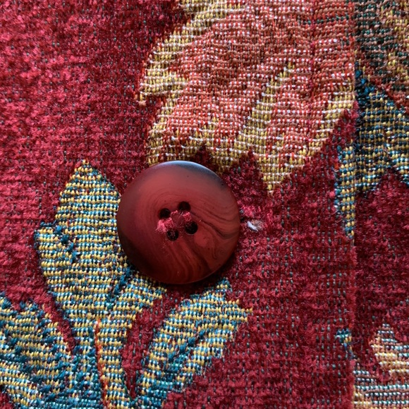 VINTAGE Lindsey Scott Blazer Wine Mauve Tapestry Floral Single Breasted Small - Picture 14 of 14